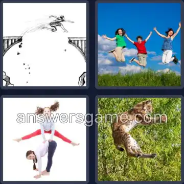 4 Pics 1 Word 7 Letters LEAPING