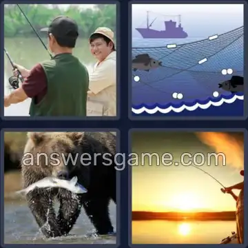 4 Pics 1 Word 7 Letters FISHING