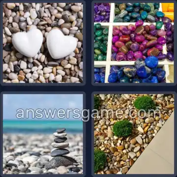 4 Pics 1 Word 7 Letters PEBBLES