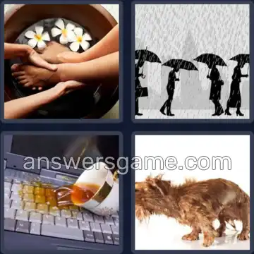 4 Pics 1 Word 7 Letters SOAKING