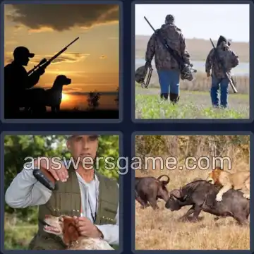 4 Pics 1 Word 7 Letters HUNTING