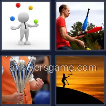 4 Pics 1 Word 7 Letters JUGGLER