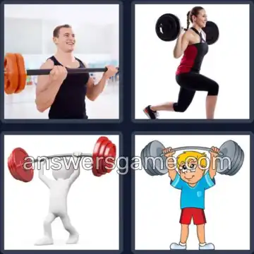 4 Pics 1 Word 7 Letters BARBELL