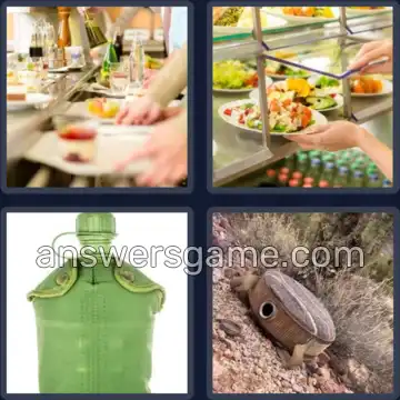 4 Pics 1 Word 7 Letters CANTEEN
