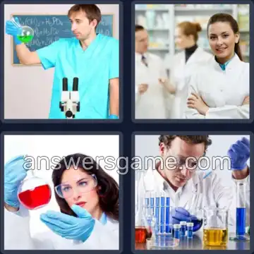 4 Pics 1 Word 7 Letters CHEMIST
