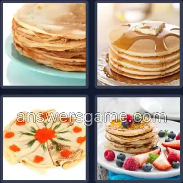 4 Pics 1 Word 7 Letters PANCAKE