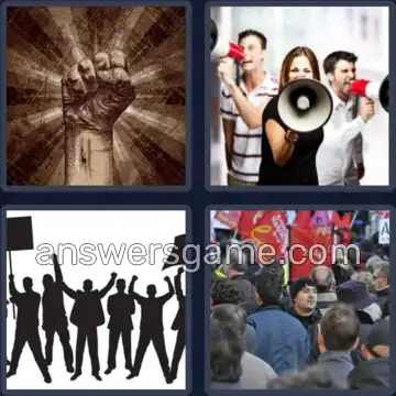 4 Pics 1 Word 7 Letters PROTEST