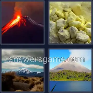 4 Pics 1 Word 7 Letters VOLCANO