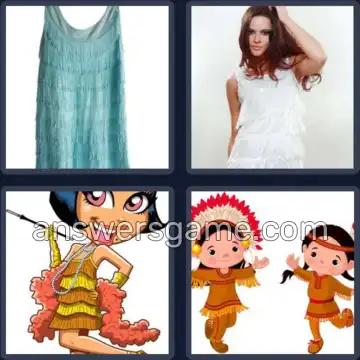 4 Pics 1 Word 7 Letters FRINGED