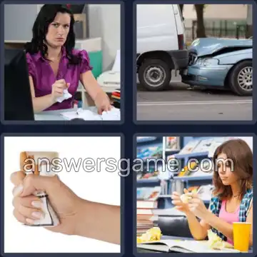 4 Pics 1 Word 7 Letters CRUMPLE