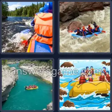 4 Pics 1 Word 7 Letters RAFTING