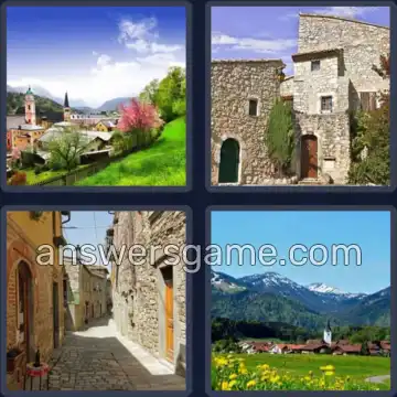 4 Pics 1 Word 7 Letters VILLAGE