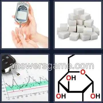 4 Pics 1 Word 7 Letters GLUCOSE