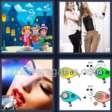 4 Pics 1 Word 7 Letters SINGING