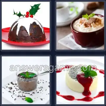 4 Pics 1 Word 7 Letters PUDDING