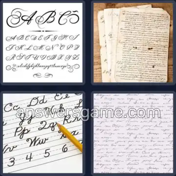 4 Pics 1 Word 7 Letters CURSIVE