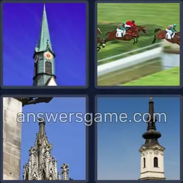 4 Pics 1 Word 7 Letters STEEPLE