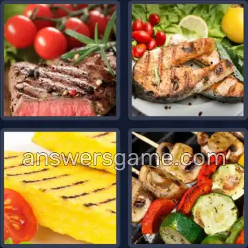 4 Pics 1 Word 7 Letters GRILLED