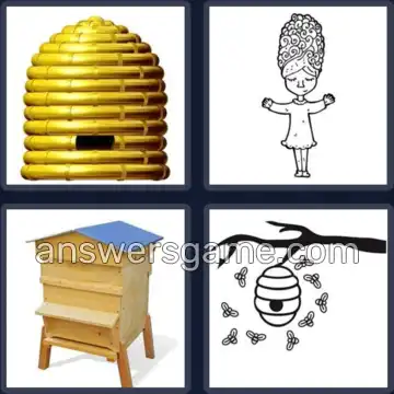 4 Pics 1 Word 7 Letters BEEHIVE