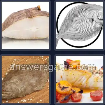 4 Pics 1 Word 7 Letters HALIBUT