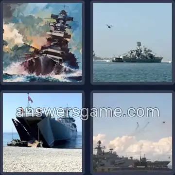 4 Pics 1 Word 7 Letters WARSHIP