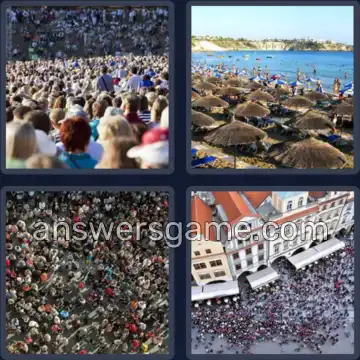 4 Pics 1 Word 7 Letters CROWDED