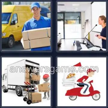 4 Pics 1 Word 7 Letters DELIVER