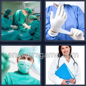4 Pics 1 Word 7 Letters SURGEON