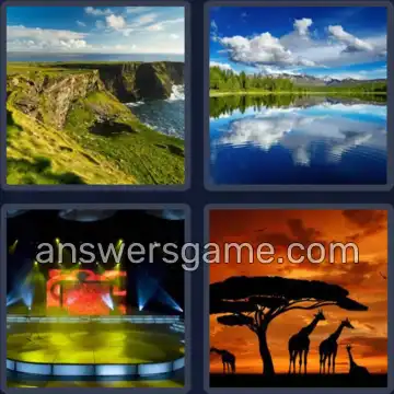 4 Pics 1 Word 7 Letters SCENERY