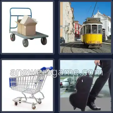 4 Pics 1 Word 7 Letters TROLLEY