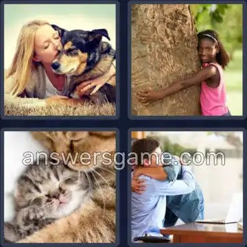 4 Pics 1 Word 7 Letters HUGGING