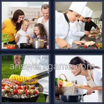 4 Pics 1 Word 7 Letters COOKING