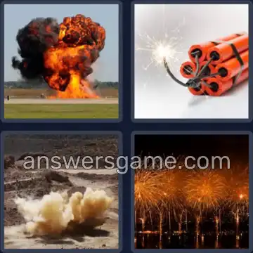 4 Pics 1 Word 7 Letters EXPLODE