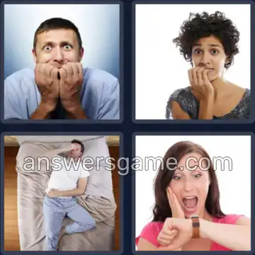 4 Pics 1 Word 7 Letters ANXIOUS