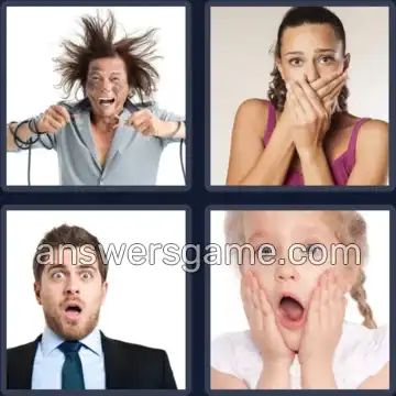 4 Pics 1 Word 7 Letters SHOCKED