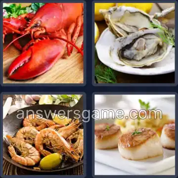 4 Pics 1 Word 7 Letters SEAFOOD