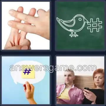 4 Pics 1 Word 7 Letters HASHTAG