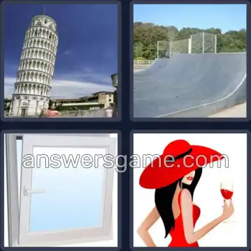 4 Pics 1 Word 7 Letters SLANTED