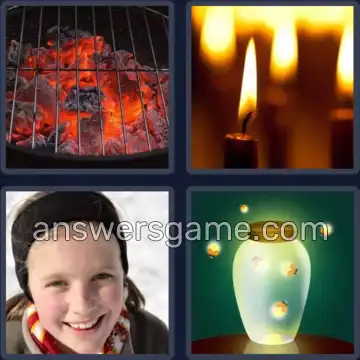 4 Pics 1 Word 7 Letters GLOWING