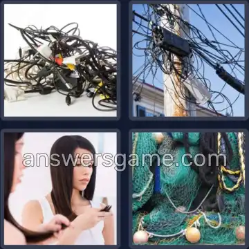 4 Pics 1 Word 7 Letters TANGLED