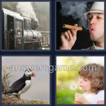 4 Pics 1 Word 7 Letters PUFFING
