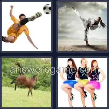 4 Pics 1 Word 7 Letters KICKING