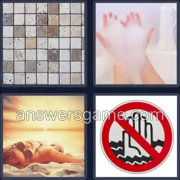 4 Pics 1 Word 7 Letters BATHING