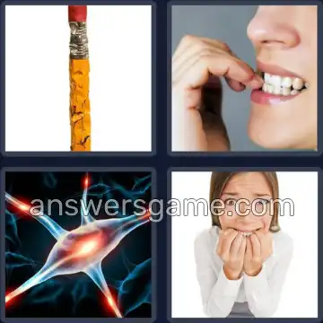 4 Pics 1 Word 7 Letters NERVOUS