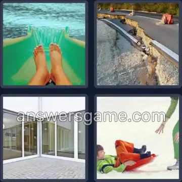 4 Pics 1 Word 7 Letters SLIDING