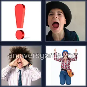 4 Pics 1 Word 7 Letters EXCLAIM