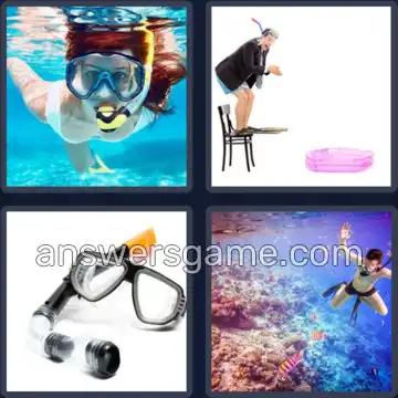 4 Pics 1 Word 7 Letters SNORKEL