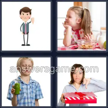 4 Pics 1 Word 7 Letters DISLIKE