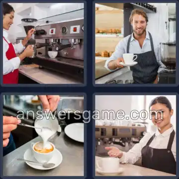 4 Pics 1 Word 7 Letters BARISTA