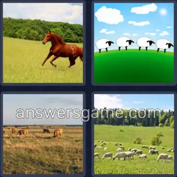 4 Pics 1 Word 7 Letters PASTURE